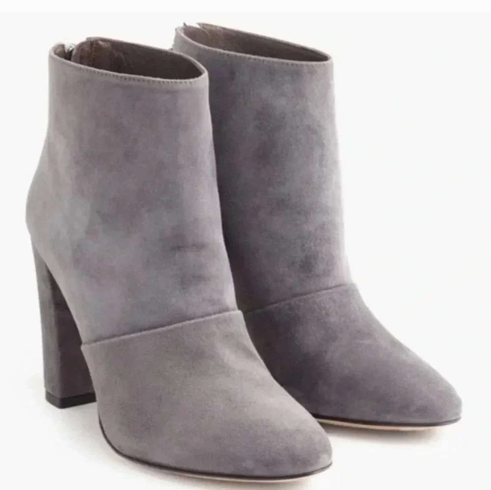 J.Crew Adele Suede Leather Heron Grey Ankle Booties(7)